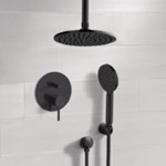 Remer SFH86 Matte Black Ceiling Rain Shower System with Handheld, Rainfall Shower Head, Shower Faucet Set